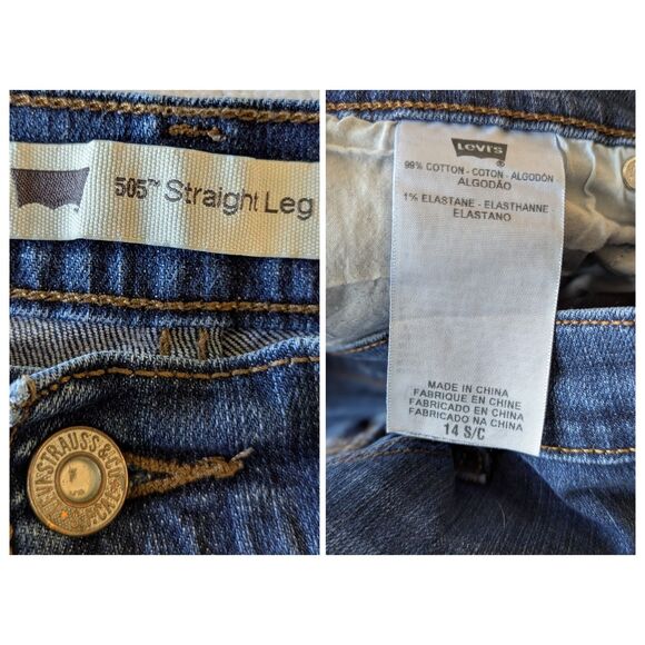 Levi's 505 Straight Leg 5 pocket denim jeans    Sz 14 - Picture 5 of 10